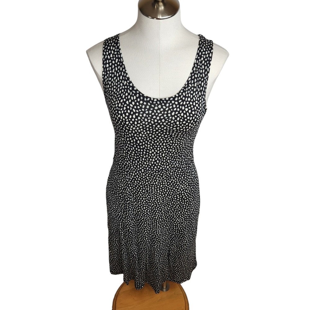 Gudrun Sjoden Tank Dress Modal Spotted Print‎ Womens Size Small Black White